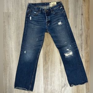 Vintage HOLLISTER 33x32 HERMOSA low rise, boot cut distressed, button fly jeans
